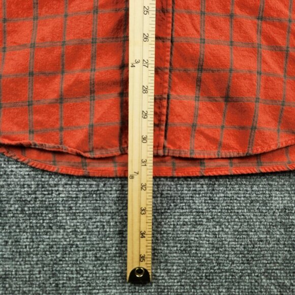 Orvis Large Adult Wool Blend Flannel Soft Lightweight Orange Green Plaid Outdoor - Picture 5 of 16